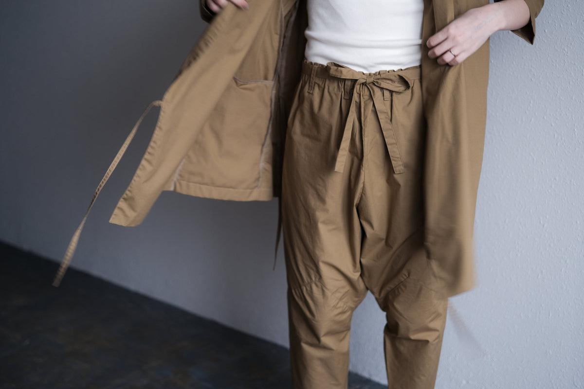 きるもの｜もんぺパンツ｜タイプライターストレッチ｜うす茶｜unisex freesize