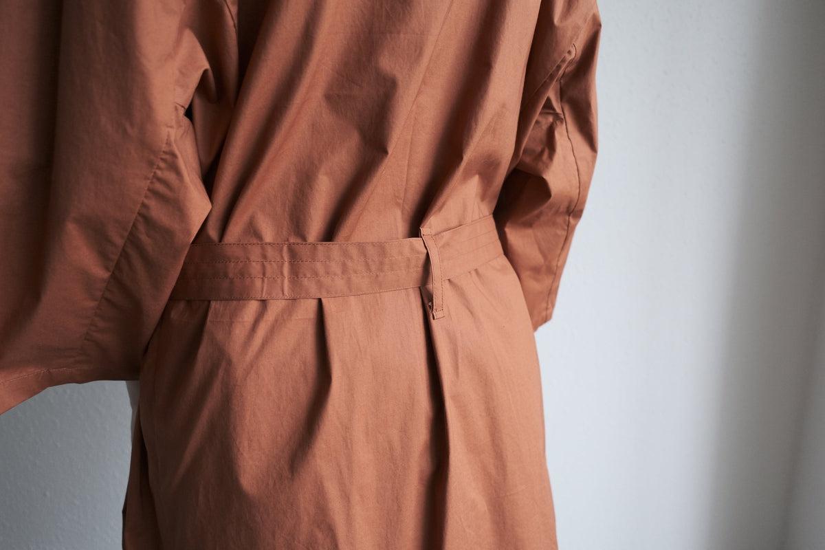 きるもの｜道着ローブ｜タイプライターストレッチ うす茶｜unisex freesize