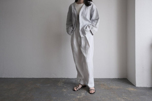 enrica 草木染めリネンデニムジャケット gardenia-blue