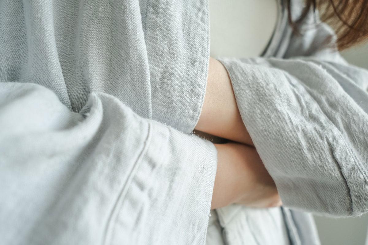 enrica 草木染めリネンデニムジャケット gardenia-blue