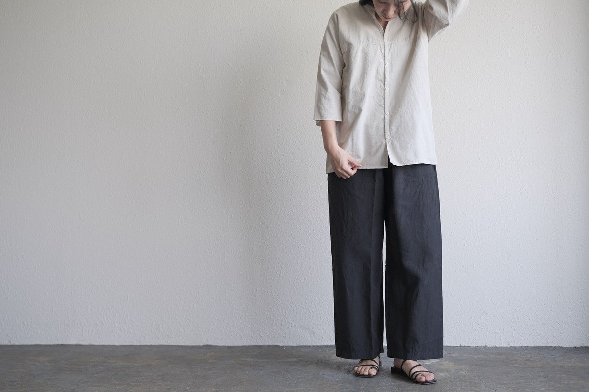 MITTAN / 半袖カディシャツ ベンガラ灰茶 SH-90B / unisex