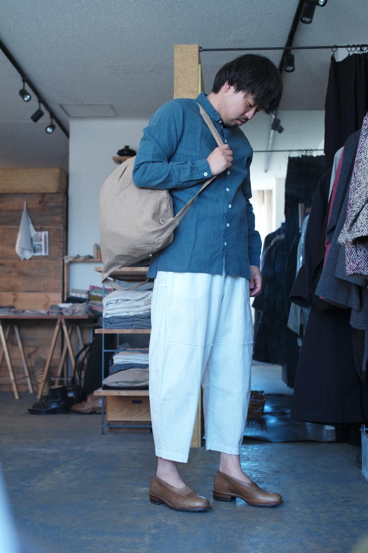 MITTAN / 大麻シャツ2 高密度 藍×胡桃 SH-109C / unisex