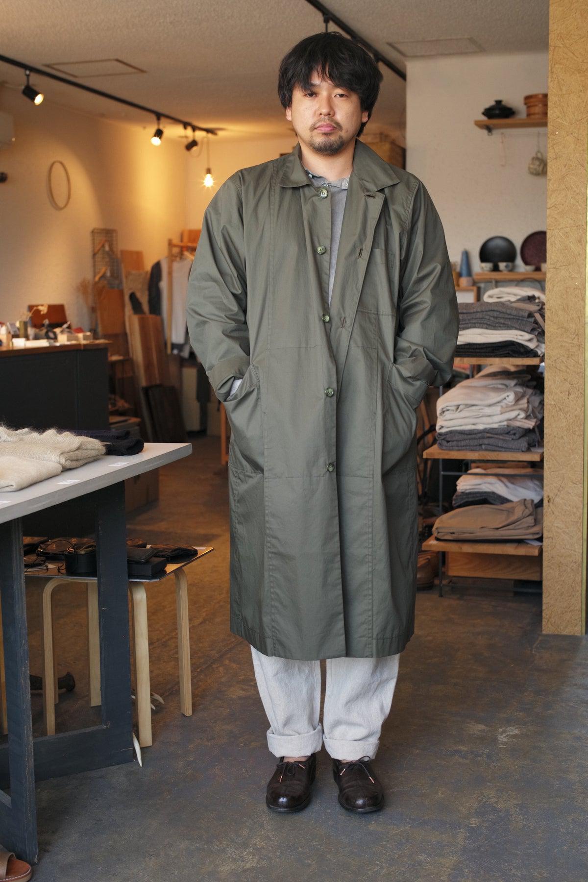 【再入荷】木間服装製作 coat コットンタイプライター khaki｜unisex freesize