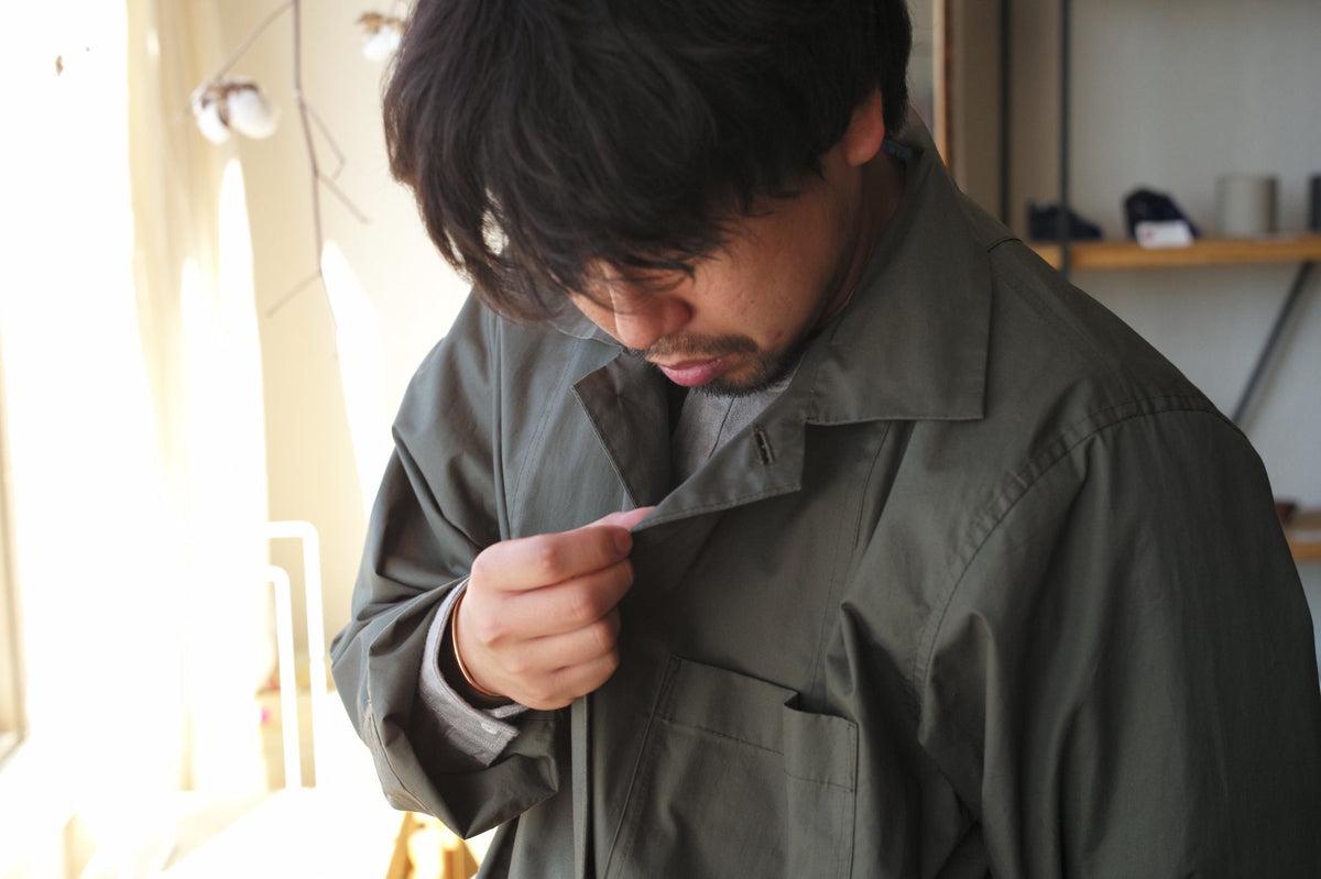 【再入荷】木間服装製作 coat コットンタイプライター khaki｜unisex freesize