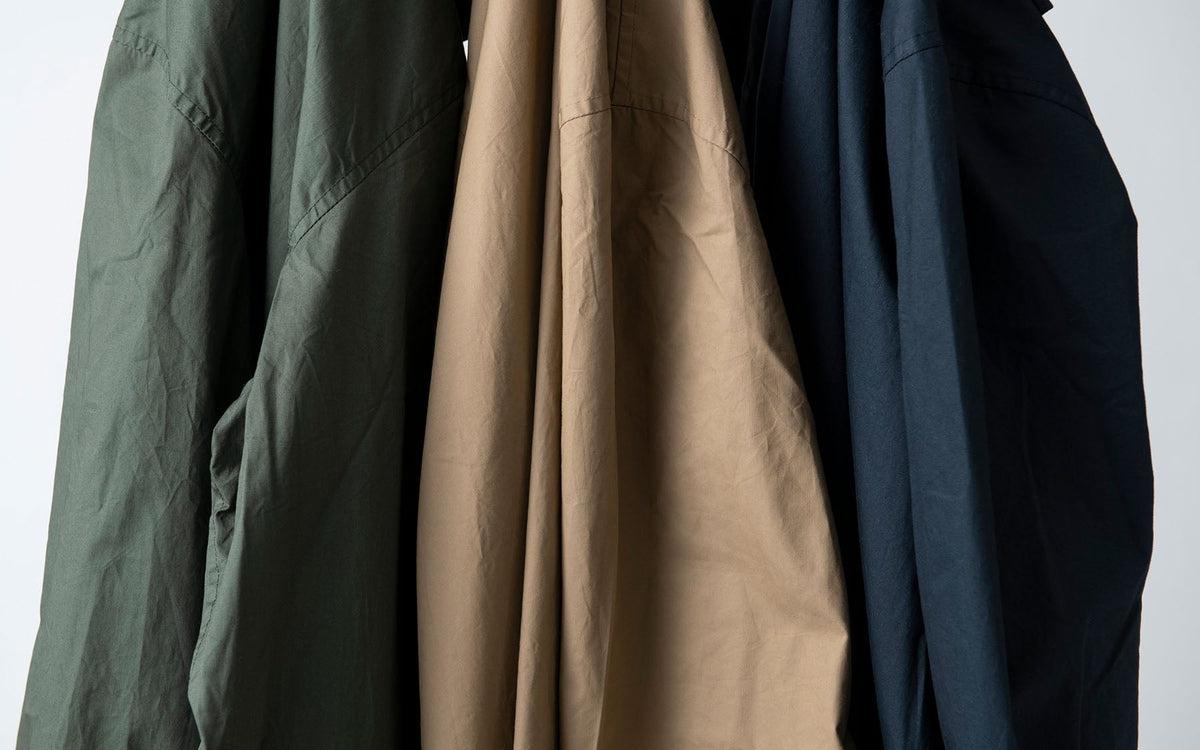 【再入荷】木間服装製作 coat コットンタイプライター khaki｜unisex freesize