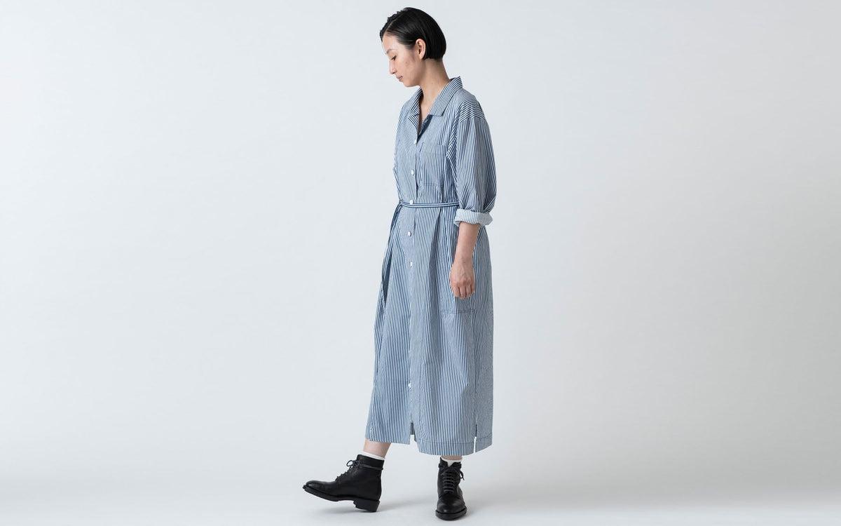 木間服装製作 longshirt stripe blue｜unisex freesize