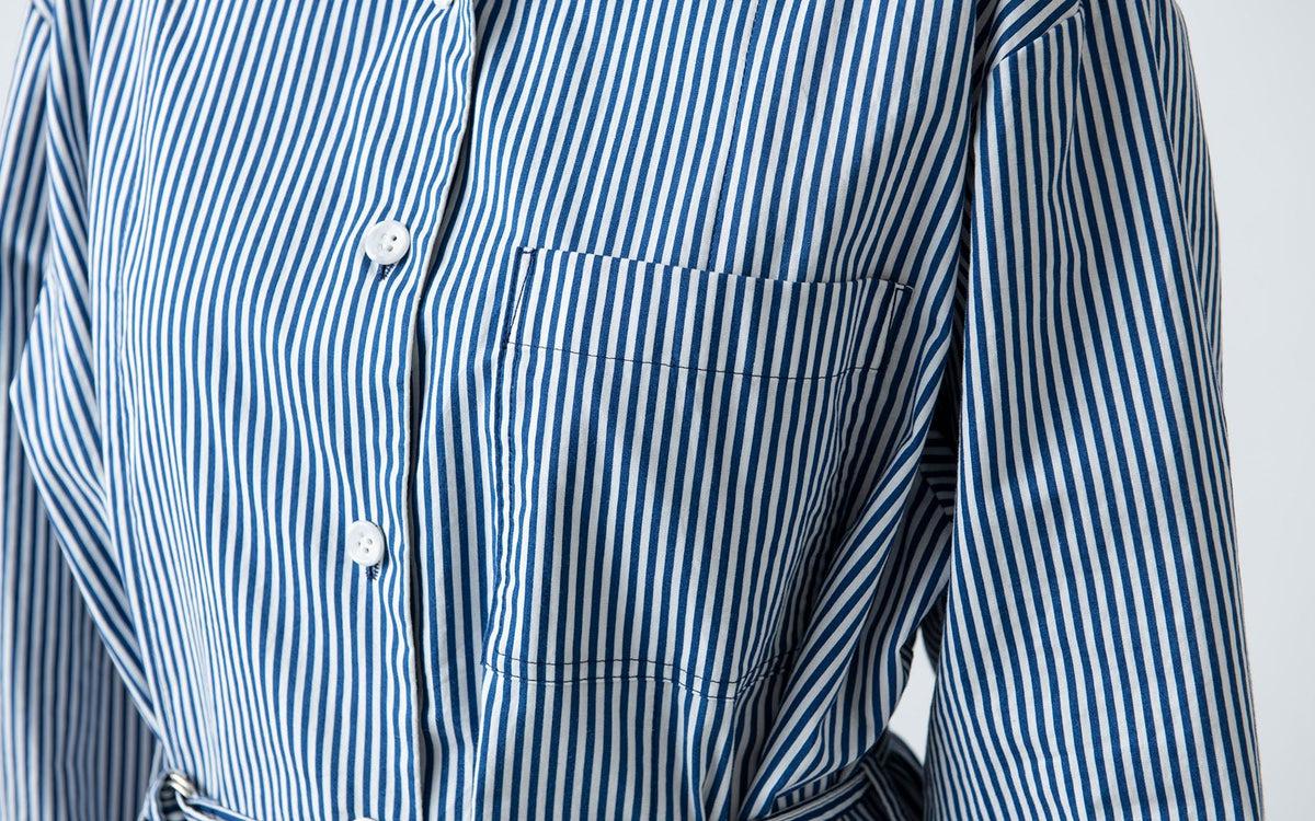 木間服装製作 longshirt stripe blue｜unisex freesize