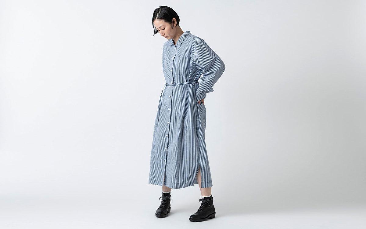 木間服装製作 longshirt stripe blue｜unisex freesize