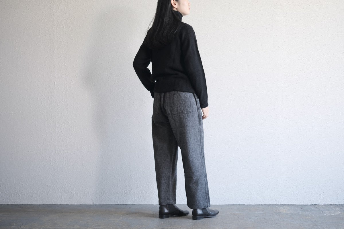 MITTAN / ウールシルクWフェイスハイネック 黒 KN-29 / unisex