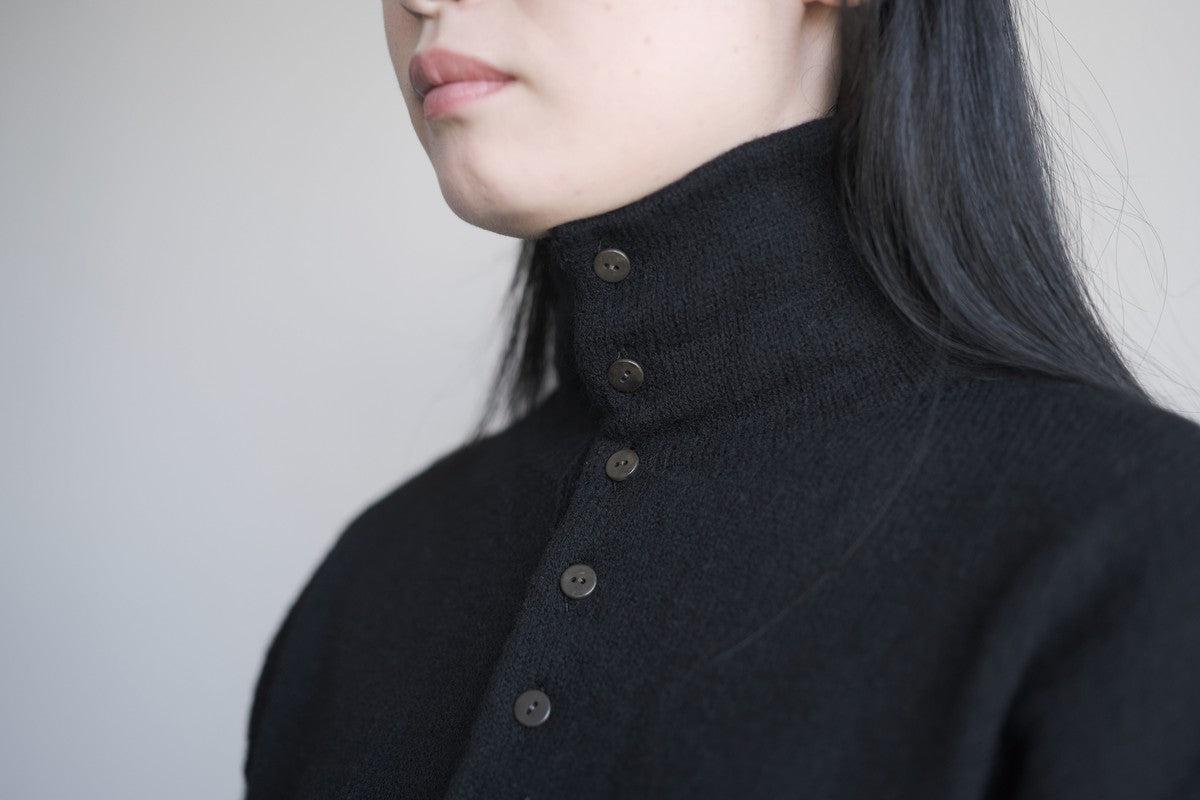 MITTAN / ウールシルクWフェイスハイネック 黒 KN-29 / unisex