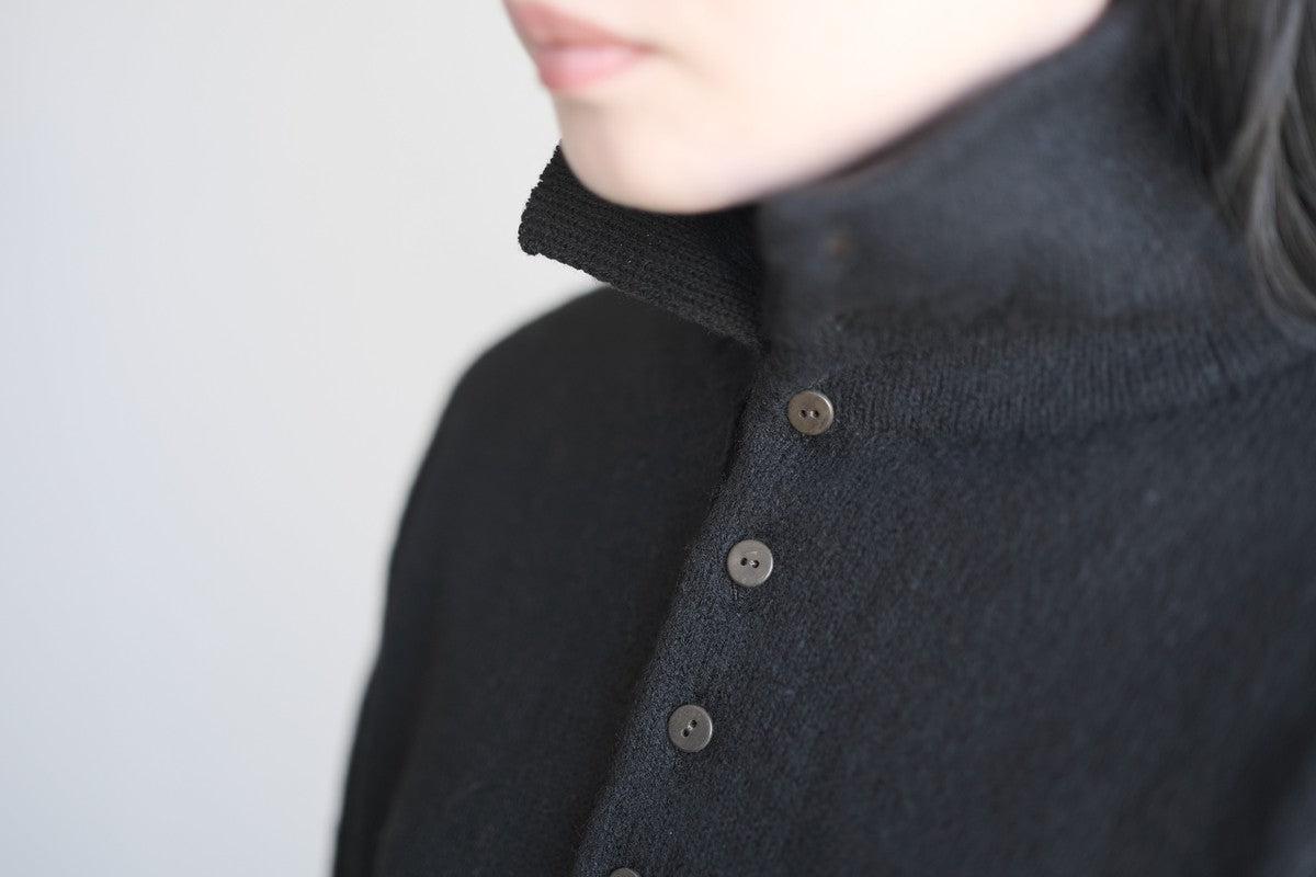 MITTAN / ウールシルクWフェイスハイネック 黒 KN-29 / unisex