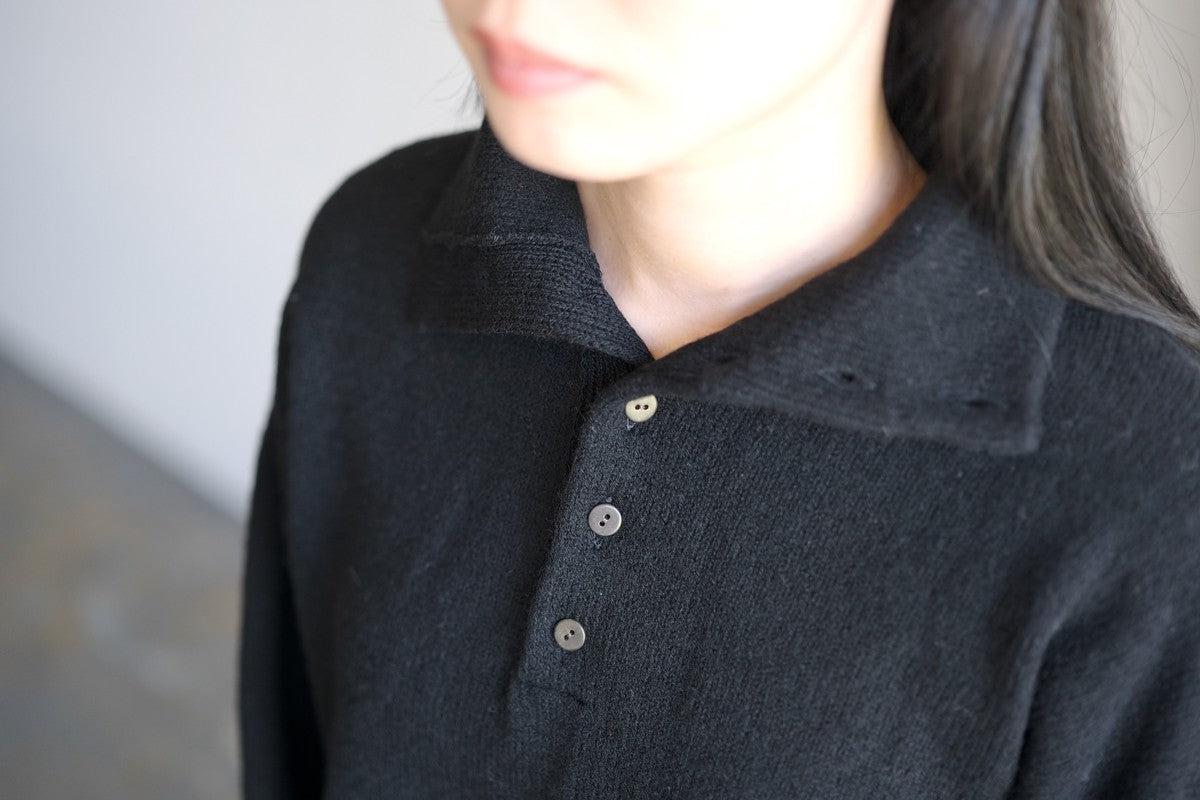 MITTAN / ウールシルクWフェイスハイネック 黒 KN-29 / unisex