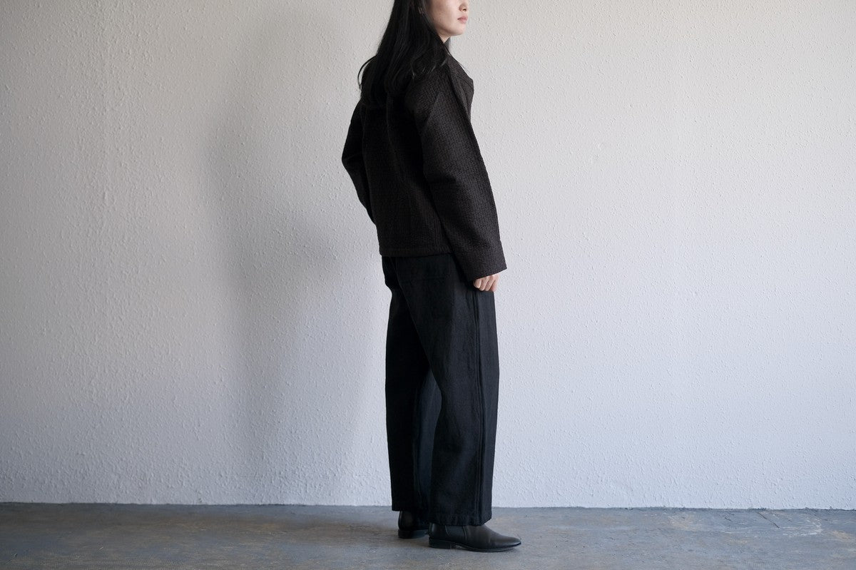 MITTAN / 亜麻苧麻ワイドパンツ 濃緑 PT-92 / unisex