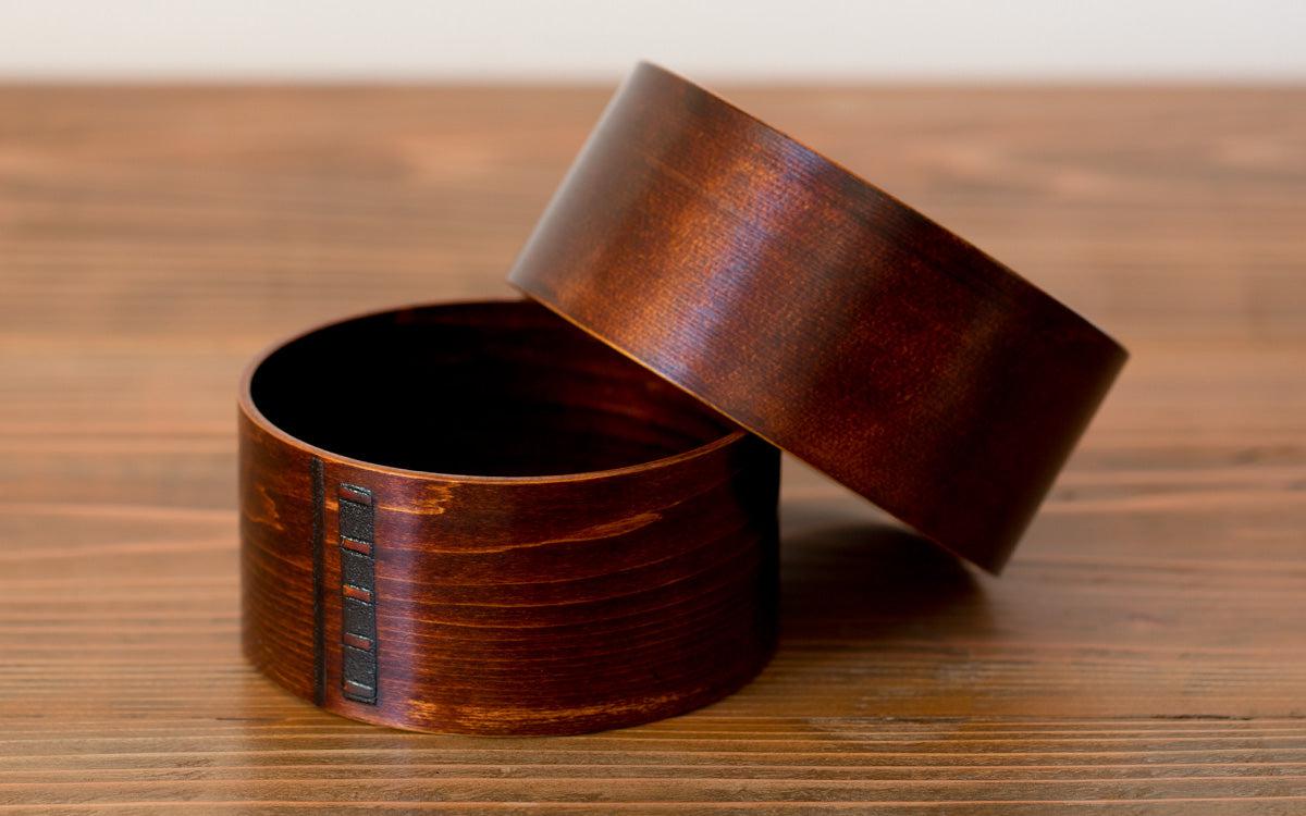 曲げわっぱ 丸弁当箱（中）拭き漆