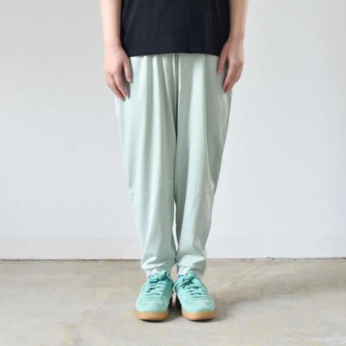 yohaku ドバイパンツ｜ツヤツヤ天竺素材 ブルー｜unisex freesize