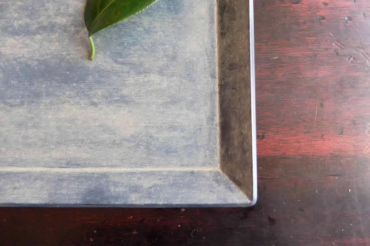 一閑張四角盆 寄竹