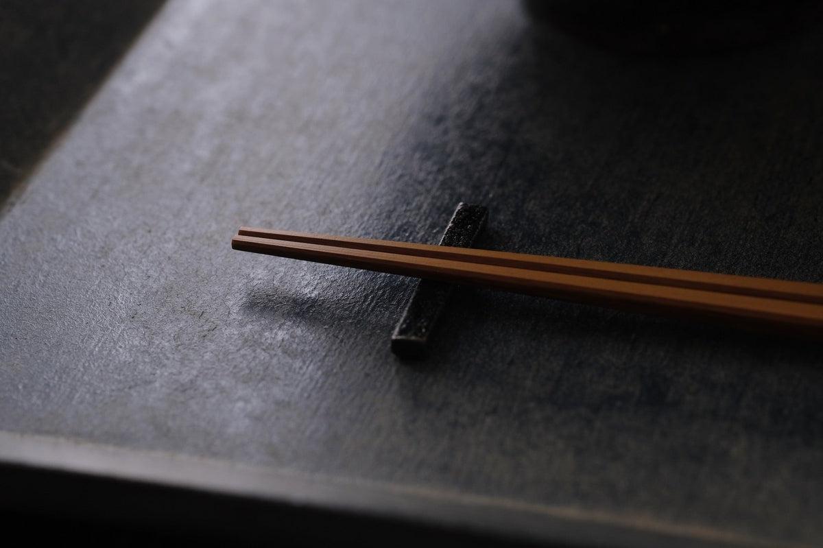 一閑張四角盆 寄竹