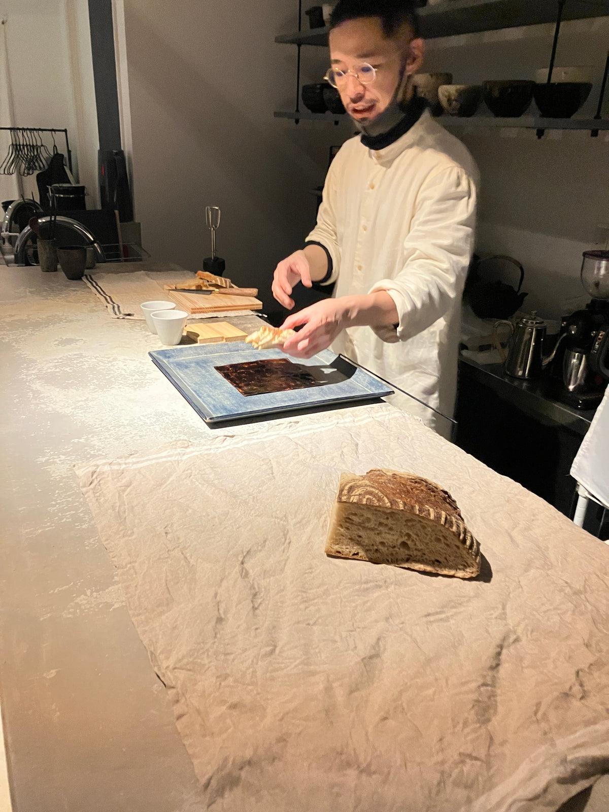 一閑張四角盆 寄竹