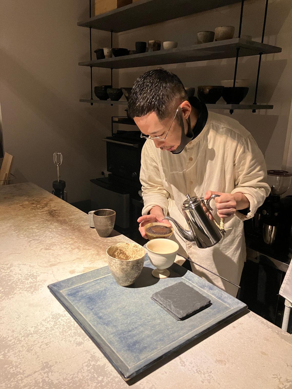 一閑張四角盆 寄竹