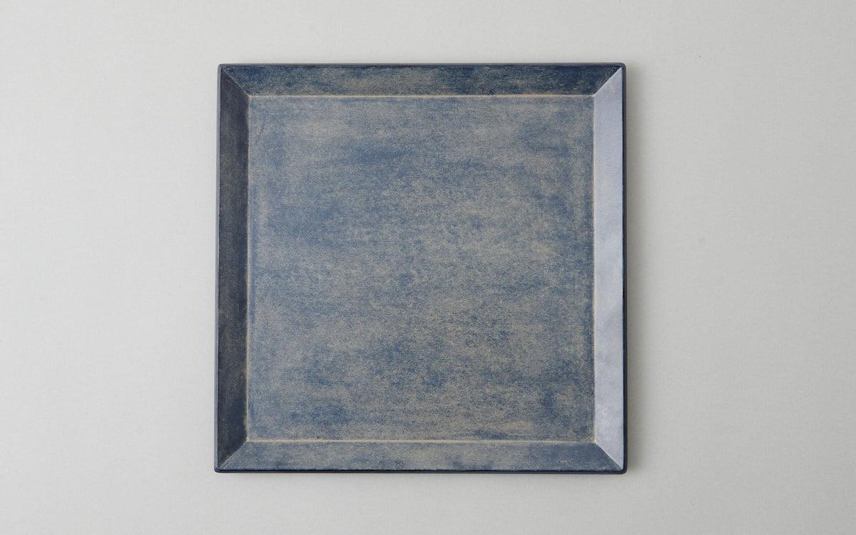 一閑張四角盆 寄竹