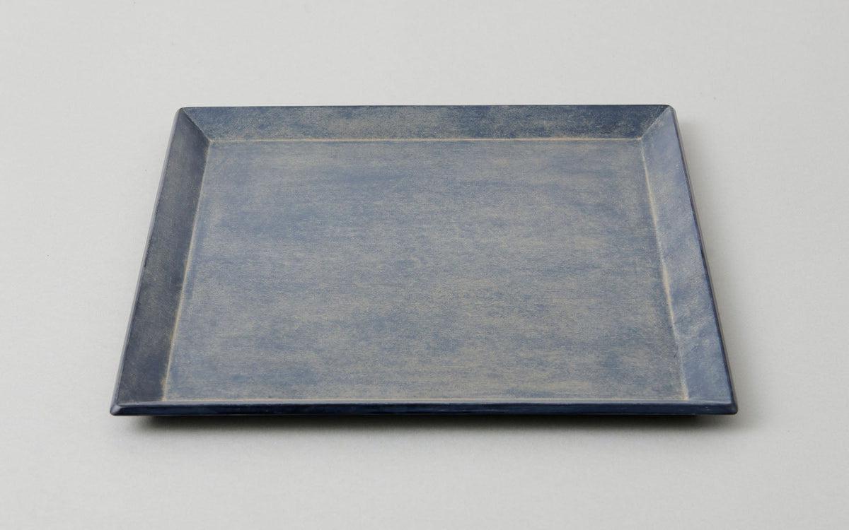 一閑張四角盆 寄竹