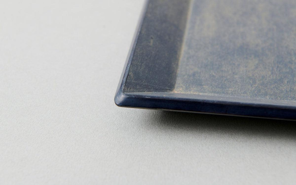 一閑張四角盆 寄竹