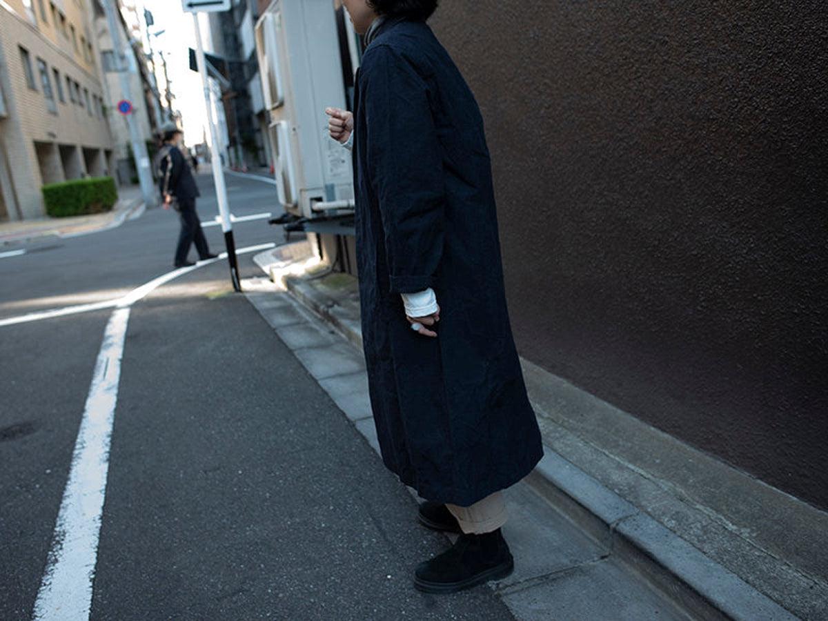 バフクロス ロングジャケット ブラックネイビー｜unisex 2 size