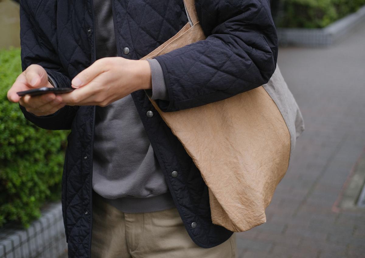 シャトルリネン柿渋染めトートバッグ 2色合わせ