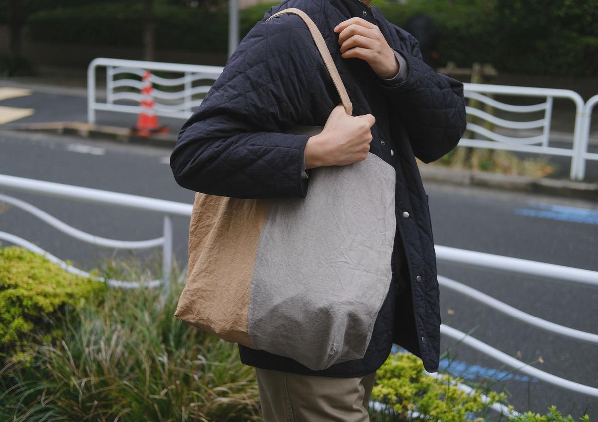 シャトルリネン柿渋染めトートバッグ 2色合わせ