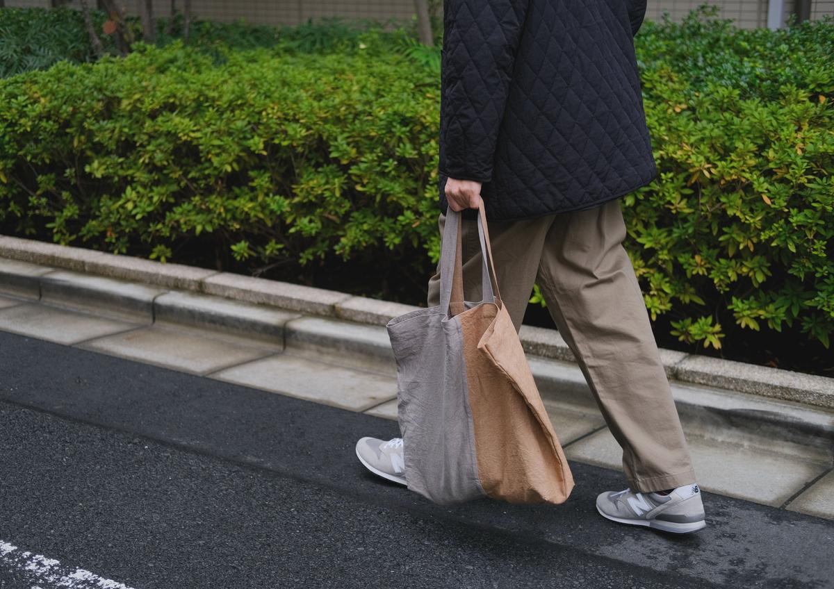 シャトルリネン柿渋染めトートバッグ 2色合わせ