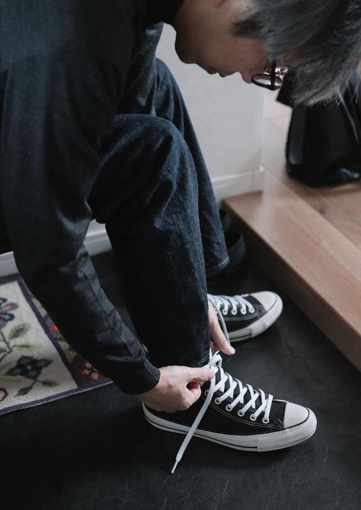 HANDROOM ジーンズ ワイドフィット BLACK｜unisex5サイズ