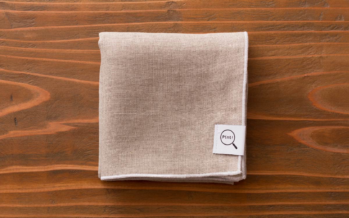 オーガニックリネンハンカチ 生成り×ホワイト