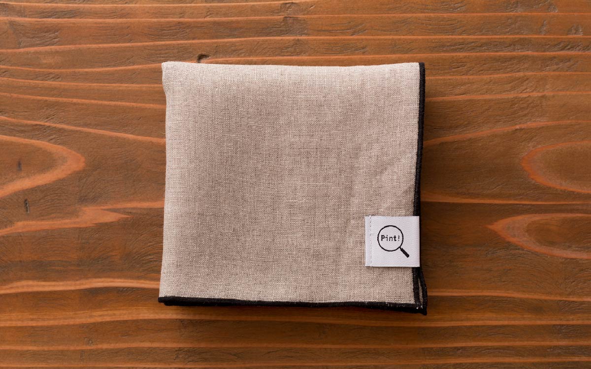 オーガニックリネンハンカチ 生成り×ブラック 