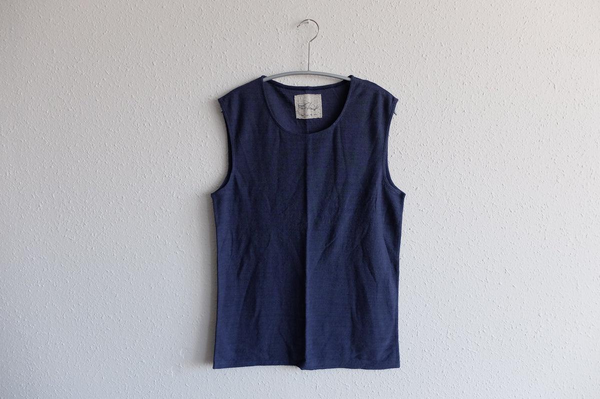 リネンコットンアンダーウェア ノースリーブ｜レディース｜ネイビーブルー