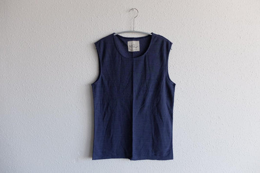 リネンコットンアンダーウェア ノースリーブ｜レディース｜ネイビーブルー