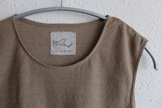 リネンコットンアンダーウェア ノースリーブ｜レディース｜サンドベージュ