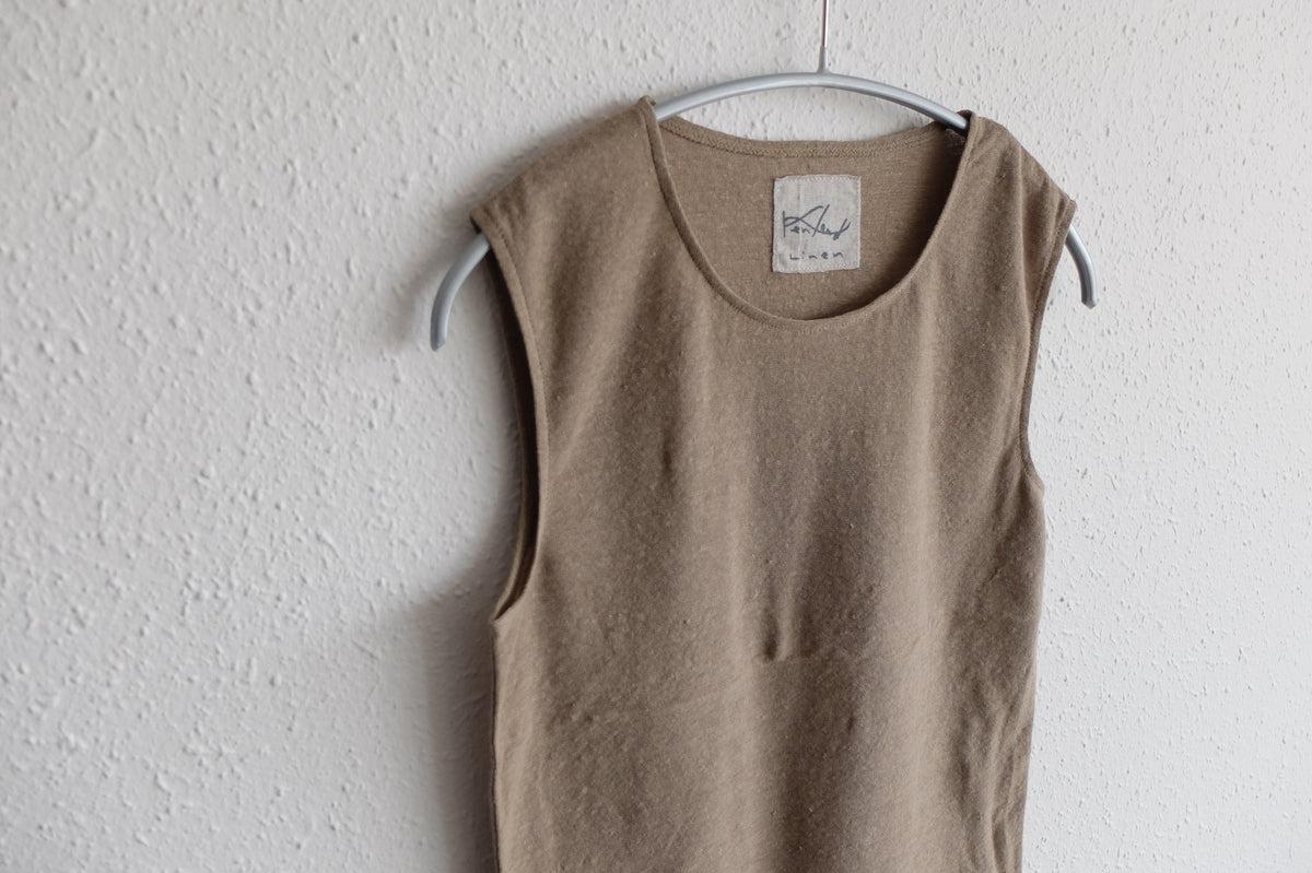 リネンコットンアンダーウェア ノースリーブ｜レディース｜サンドベージュ