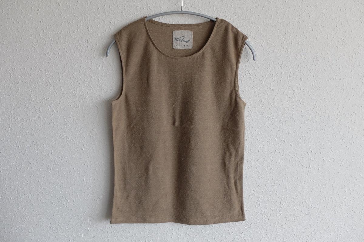 リネンコットンアンダーウェア ノースリーブ｜レディース｜サンドベージュ