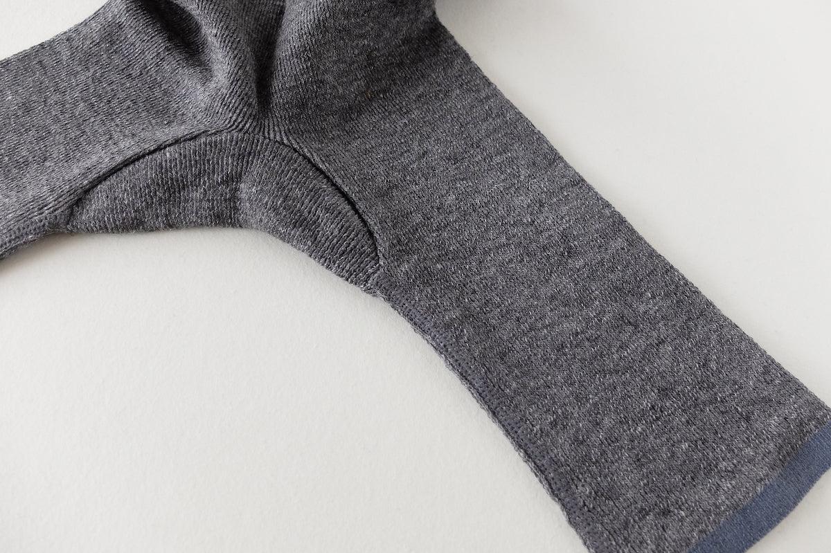 リネンニット マチ付きショートレギンス｜チャコール