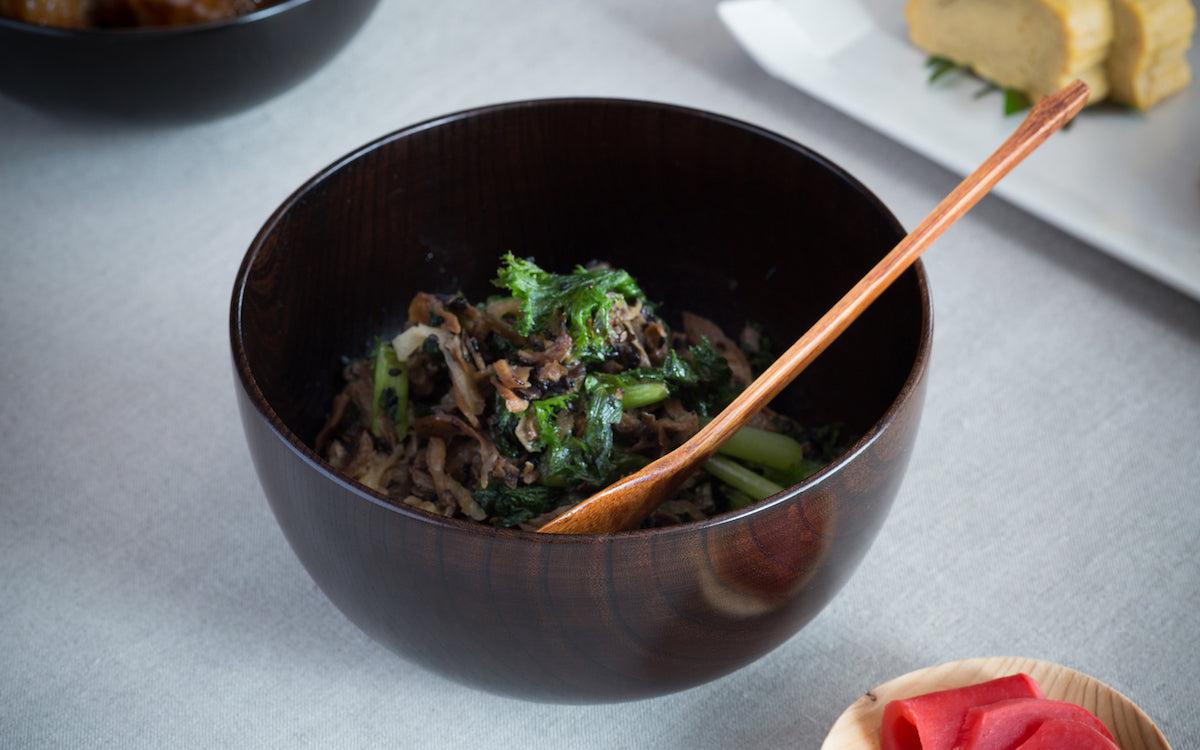 【再入荷】ろくろ挽きの欅の丼椀｜黒拭き漆