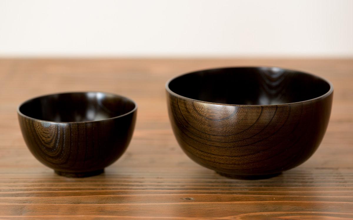 【再入荷】ろくろ挽きの欅の丼椀｜黒拭き漆