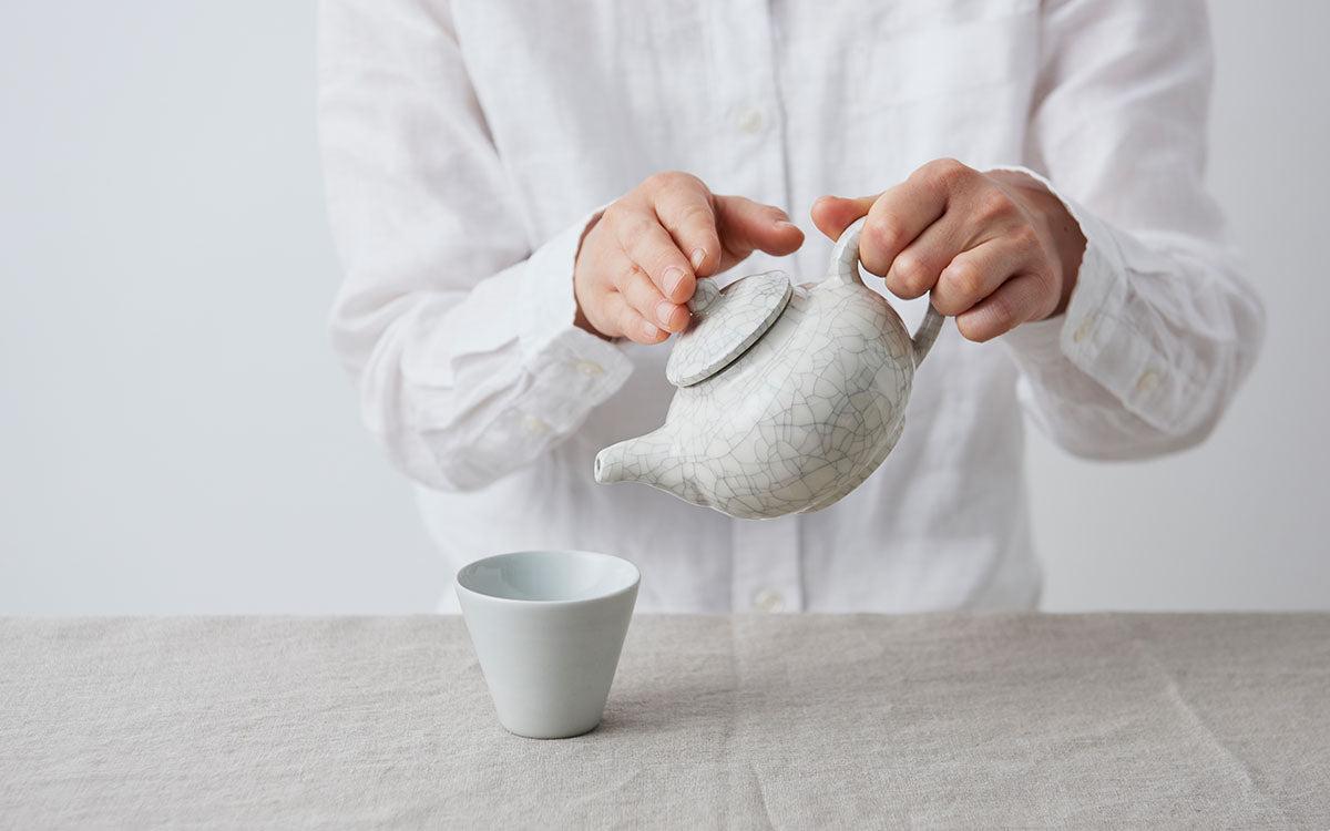 ソギポット 急須 白 墨貫入 