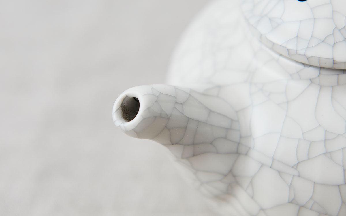 ソギポット 急須 白 墨貫入 