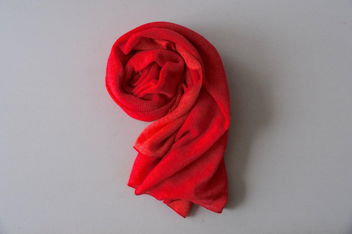 リネンニットストール｜レッド×スカーレットオレンジ