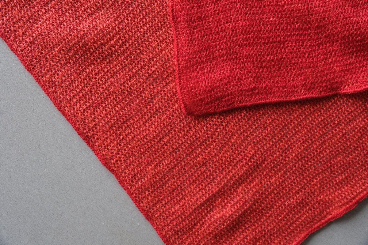 リネンニットストール｜レッド×スカーレットオレンジ