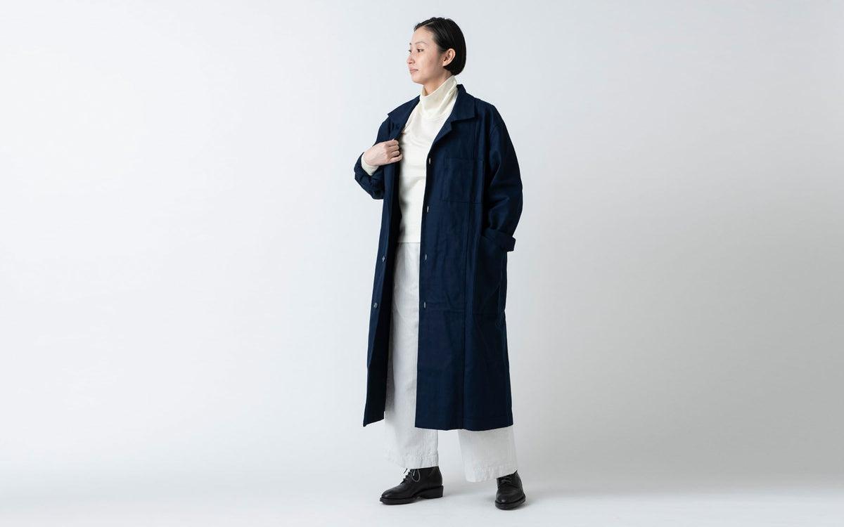 【再入荷】木間服装製作 coat コットン帆布 navy｜unisex freesize