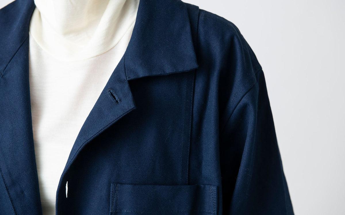 【再入荷】木間服装製作 coat コットン帆布 navy｜unisex freesize