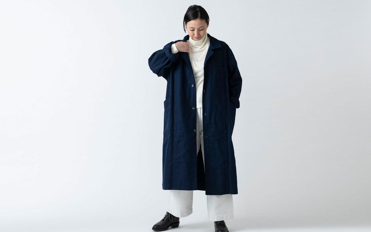 【再入荷】木間服装製作 coat コットン帆布 navy｜unisex freesize