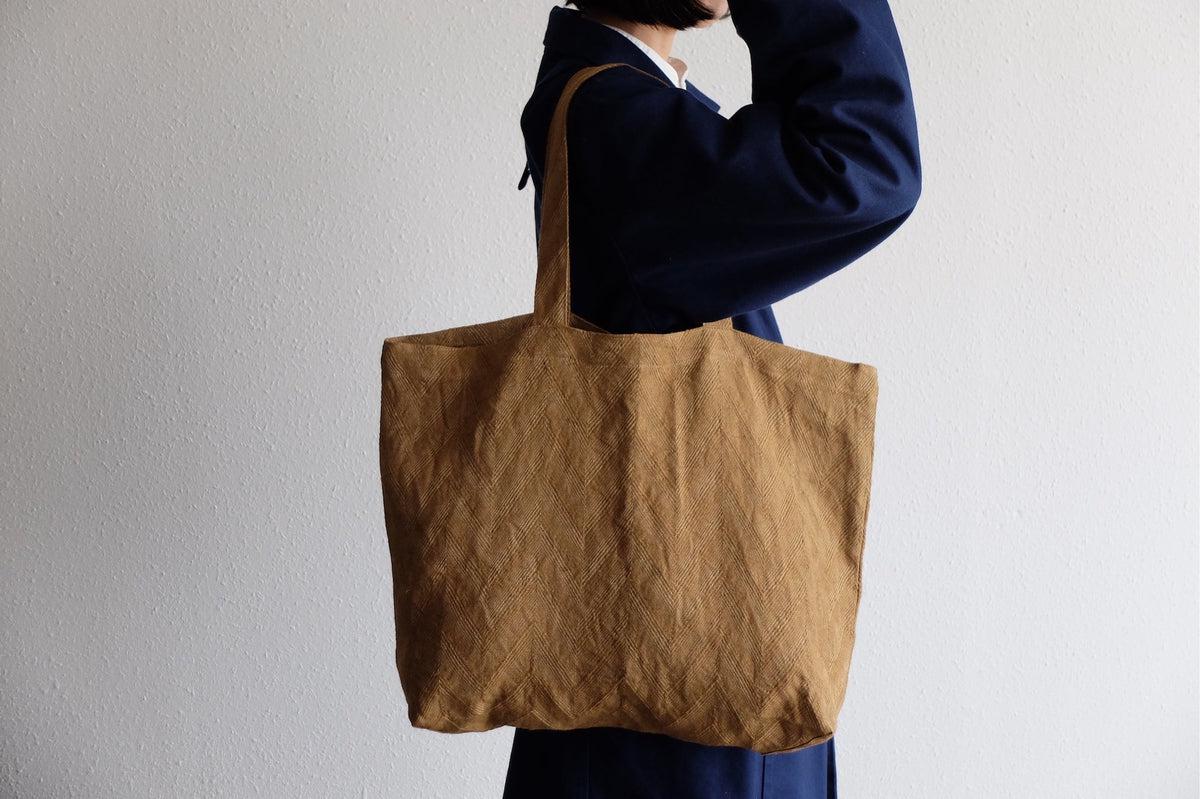 リネンジャガード織トートバッグ｜ペイズリー モスグリーン