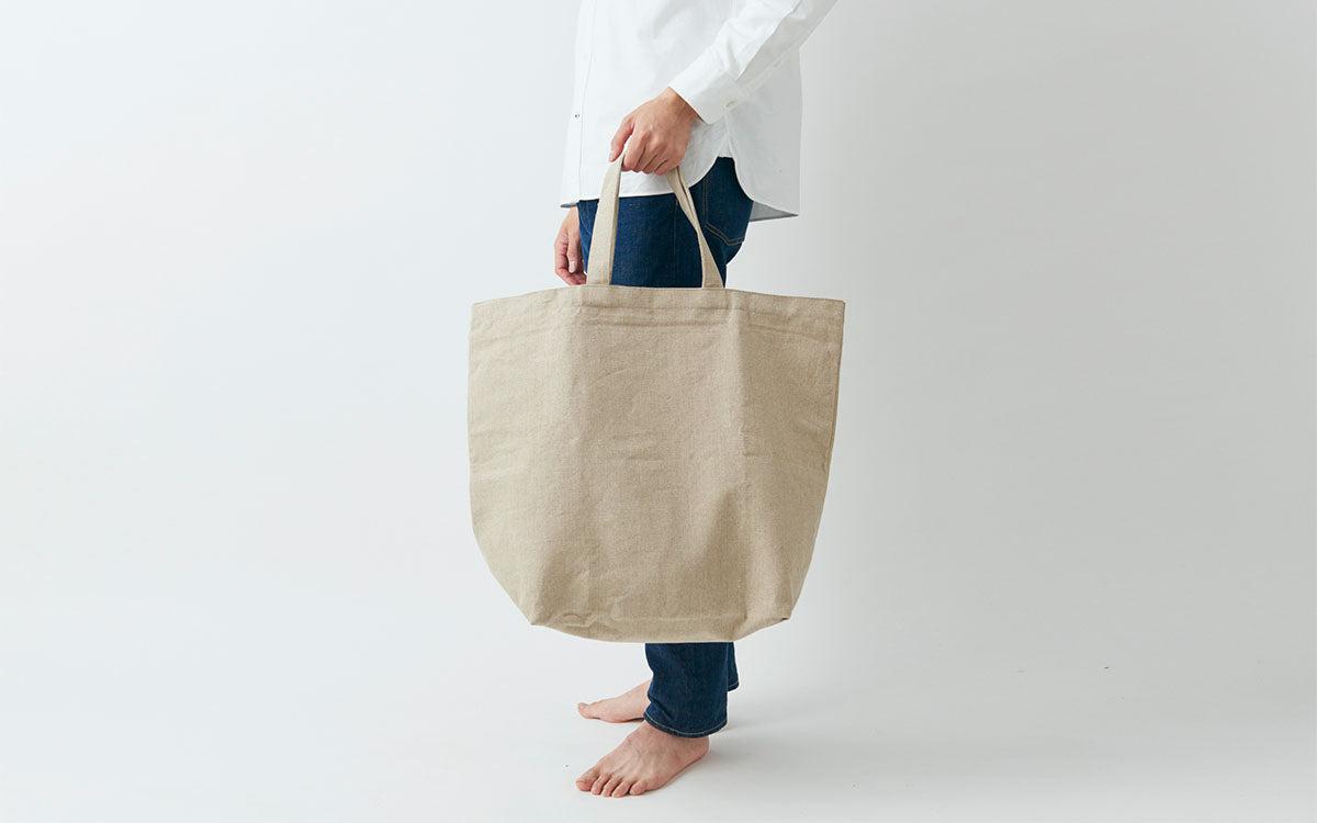 リネン帆布のトートバッグ L